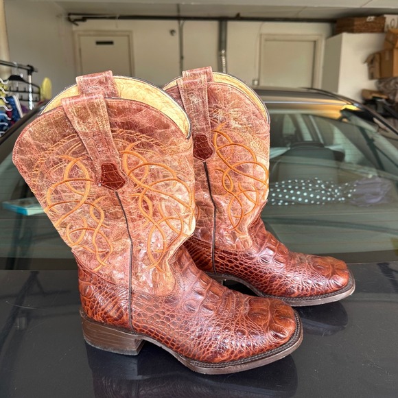 Buitre Handcrafted Leather Goods Alligator Embossed Western Boots Men's Size 8 - Picture 13 of 15